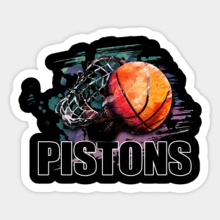 Retro Pattern Pistons Basketball Classic Style Sticker